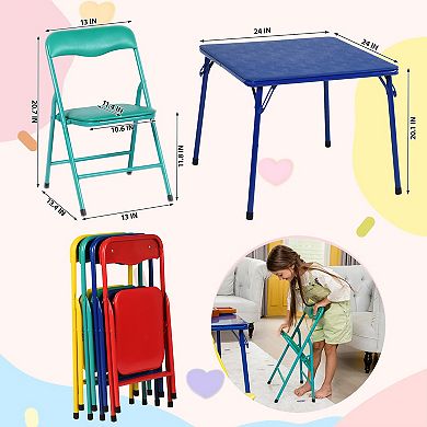 Homy Casa Kids Folding Table and Chair Set, Preschool Activity Dining Set, No Assembly Required