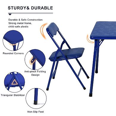 Homy Casa Kids Folding Table and Chair Set, Preschool Activity Dining Set, No Assembly Required