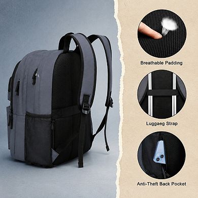15.6 Inch Laptop Backpack With USB Charging Port Water Resistant Travel School Bag