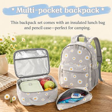 3 Prints Pack Backpack Lunch Box Set Waterproof Nylon Elementary School Bag