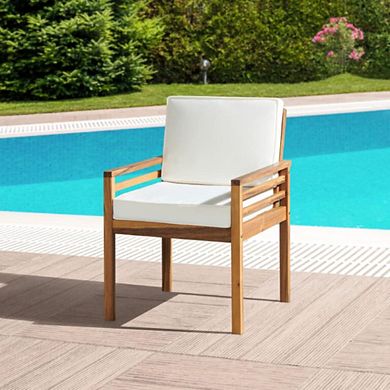 Natural Acacia Wood Chair With Cushion