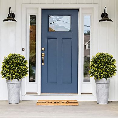 2pcs Artificial Willow Topiary with Plastic Stalks and Iron Stakes, PE Leaves and Flowers