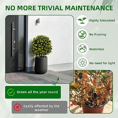 2pcs Artificial Willow Topiary with Plastic Stalks and Iron Stakes, PE Leaves and Flowers