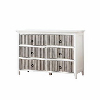 ANIXOL 6-Drawer Fluted Wood Dresser Cabinet