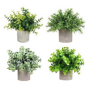 4-Pack Artificial Potted Plants Mini Faux Greenery in Small Pots for Home Decor Indoor Office Table