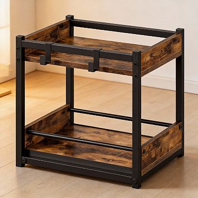 2-Tier Corner Spice Rack Pull-Out Hooks Counter Organizer