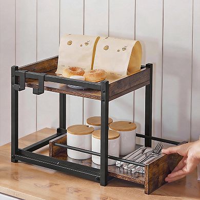 2-Tier Corner Spice Rack Pull-Out Hooks Counter Organizer