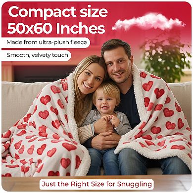 Valentine’s Day Microfleece Sherpa Throw Blanket Collection, 50" x 60"