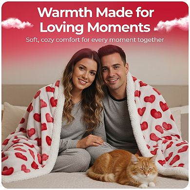 Valentine’s Day Microfleece Sherpa Throw Blanket Collection, 50" x 60"