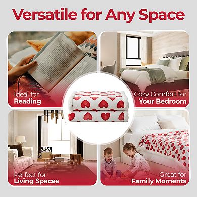 Valentine’s Day Microfleece Sherpa Throw Blanket Collection, 50" x 60"