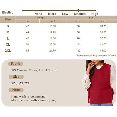 Women's Sweater Vest Tie Side Sleeveless Lightweight Crew Neck Knit Top