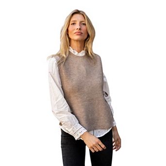 Women's Sweater Vest Tie Side Sleeveless Lightweight Crew Neck Knit Top