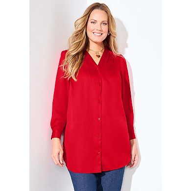 Catherines Women's Plus Size Lily V-Neck Blouse