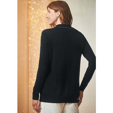 Jessica London Women's Plus Size Fine Gauge Embellished Sweater