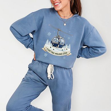 Cortina Milano 2026 Ski Lift - Women's Lightweight Garment Dyed Sweatshirt