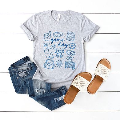 Game Day Soccer Sketched Collage - Women's Short Sleeve Graphic T-Shirt
