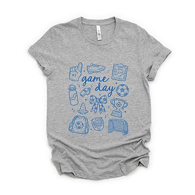 Game Day Soccer Sketched Collage - Women's Short Sleeve Graphic T-Shirt