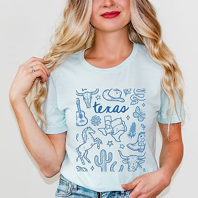 Texas Sketched Collage - Women's Short Sleeve Graphic T-Shirt