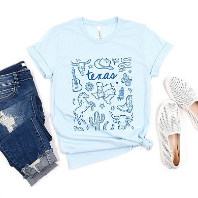 Texas Sketched Collage - Women's Short Sleeve Graphic T-Shirt