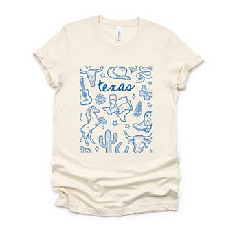 Texas Sketched Collage - Women's Short Sleeve Graphic T-Shirt