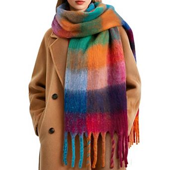 Great Ambitions Warm Scarf for Women Winter Cold Weather Chunky Scarf Long Blanket Plaid Scarves