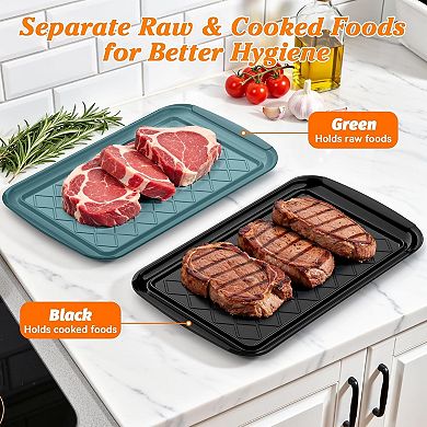 Great Ambitions Serving Trays for Party for Raw and Cooked Food, Dishwasher Safe,17×10.5-inch,BBQ
