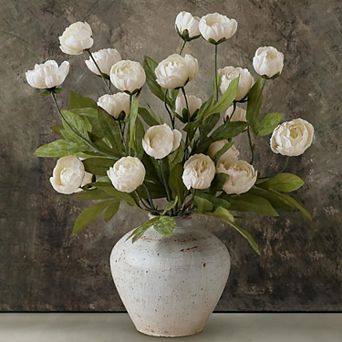 Great Ambitions 6 pc Faux Silk Peony Artificial Flowers for Vase -27", with Stems for DIY Bouquet