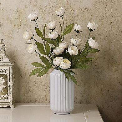 Great Ambitions 6 Pcs Faux Silk Peony Artificial Flowers for Vase -27", with Stems for DIY Bouquet