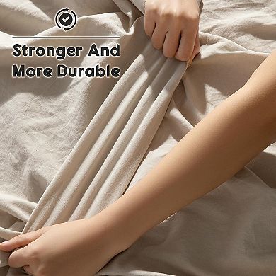 100 Percent French Linen King Size Sheet Set 4 Piece Breathable and Durable