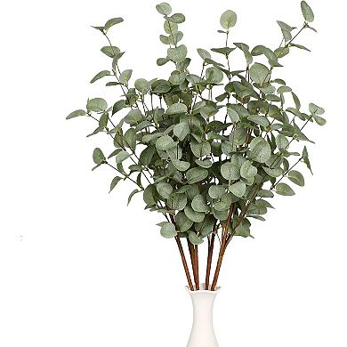 Great Ambitions 6 Pcs 27" Eucalyptus Spray in Green Silk Plastic Plants Floral Artificial Plants