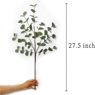 Great Ambitions 6 Pcs 27" Eucalyptus Spray in Green Silk Plastic Plants Floral Artificial Plants