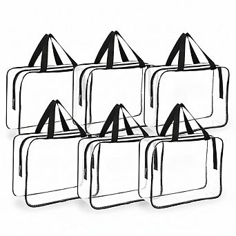6 Pack Large Clear Toy Storage Bags with Labels Reusable and Waterproof