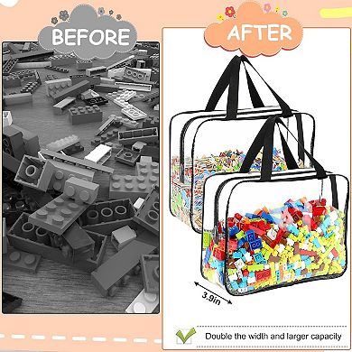 6 Pack Large Clear Toy Storage Bags with Labels Reusable and Waterproof