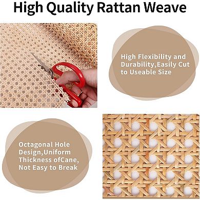 Great Ambitions 5Feet,Rattan Webbing Roll,Woven Open Mesh Cane for Furniture,Chair,Cabinet,Ceiling