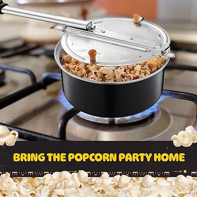 Great Ambitions Campfire Popcorn Popper - Old Fashioned Popcorn Maker with Telescoping Handle