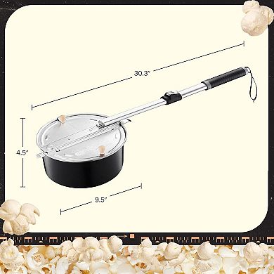 Great Ambitions Campfire Popcorn Popper - Old Fashioned Popcorn Maker with Telescoping Handle