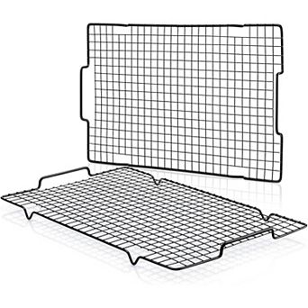 Great Ambitions Cooling Rack 2 Pack 16" x 10", Nonstick Baking Rack with Handle fits Half Sheet Pan