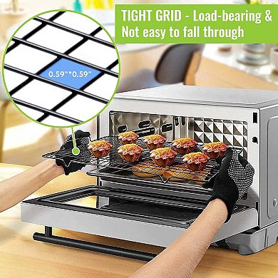 Great Ambitions Cooling Rack 2 Pack 16" x 10", Nonstick Baking Rack with Handle fits Half Sheet Pan