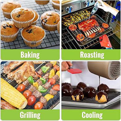 Great Ambitions Cooling Rack 2 Pack 16" x 10", Nonstick Baking Rack with Handle fits Half Sheet Pan