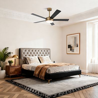 48" Modern Dimmable LED Smart Ceiling Fan with Light and Remote, App Control