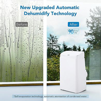 14,000 BTU 3-in-1 Portable AC with Remote, Auto Swing & Sleep Mode for Home and Office