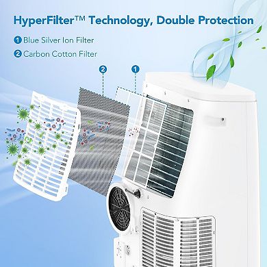 14,000 BTU 3-in-1 Portable AC with Remote, Auto Swing & Sleep Mode for Home and Office
