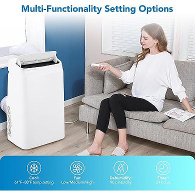 14,000 BTU 3-in-1 Portable AC with Remote, Auto Swing & Sleep Mode for Home and Office