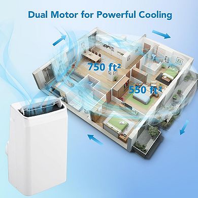 14,000 BTU 3-in-1 Portable AC with Remote, Auto Swing & Sleep Mode for Home and Office