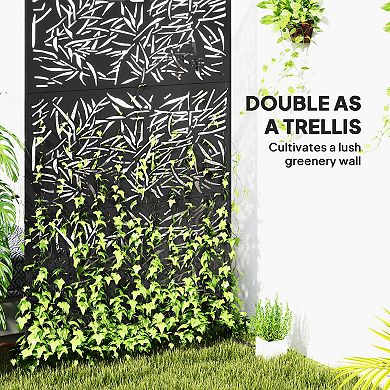 Outsunny Metal Outdoor Privacy Screen Outdoor Divider Trellis Bamboo