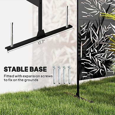 Outsunny Metal Outdoor Privacy Screen Outdoor Divider Trellis Bamboo