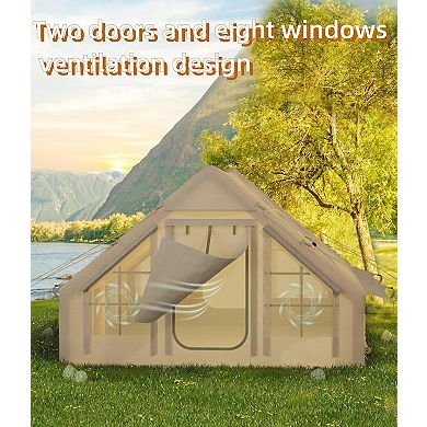 4-Season Inflatable Tent, Includes Air Pump, Waterproof Windproof Design, Fits 2-4 People