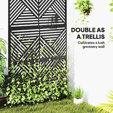 Outsunny Metal Outdoor Privacy Screen Outdoor Divider Trellis Rhombus