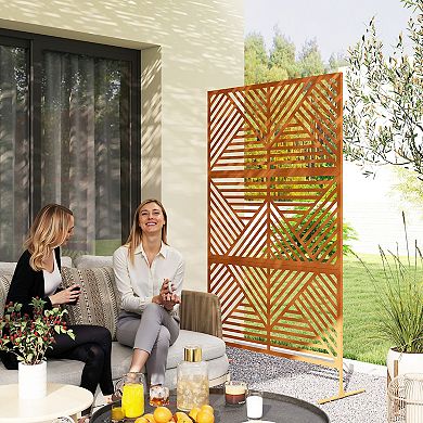 Outsunny Metal Outdoor Privacy Screen Outdoor Divider Trellis Rhombus