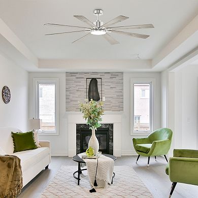 72" Modern Plywood 8-Blade Large Dimmable LED Smart Ceiling Fan with Light and Remote, App Control